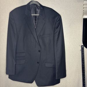 Joseph Abboud Wool Gray Striped Double Vented Blazer Sport Coat Jacket 50R